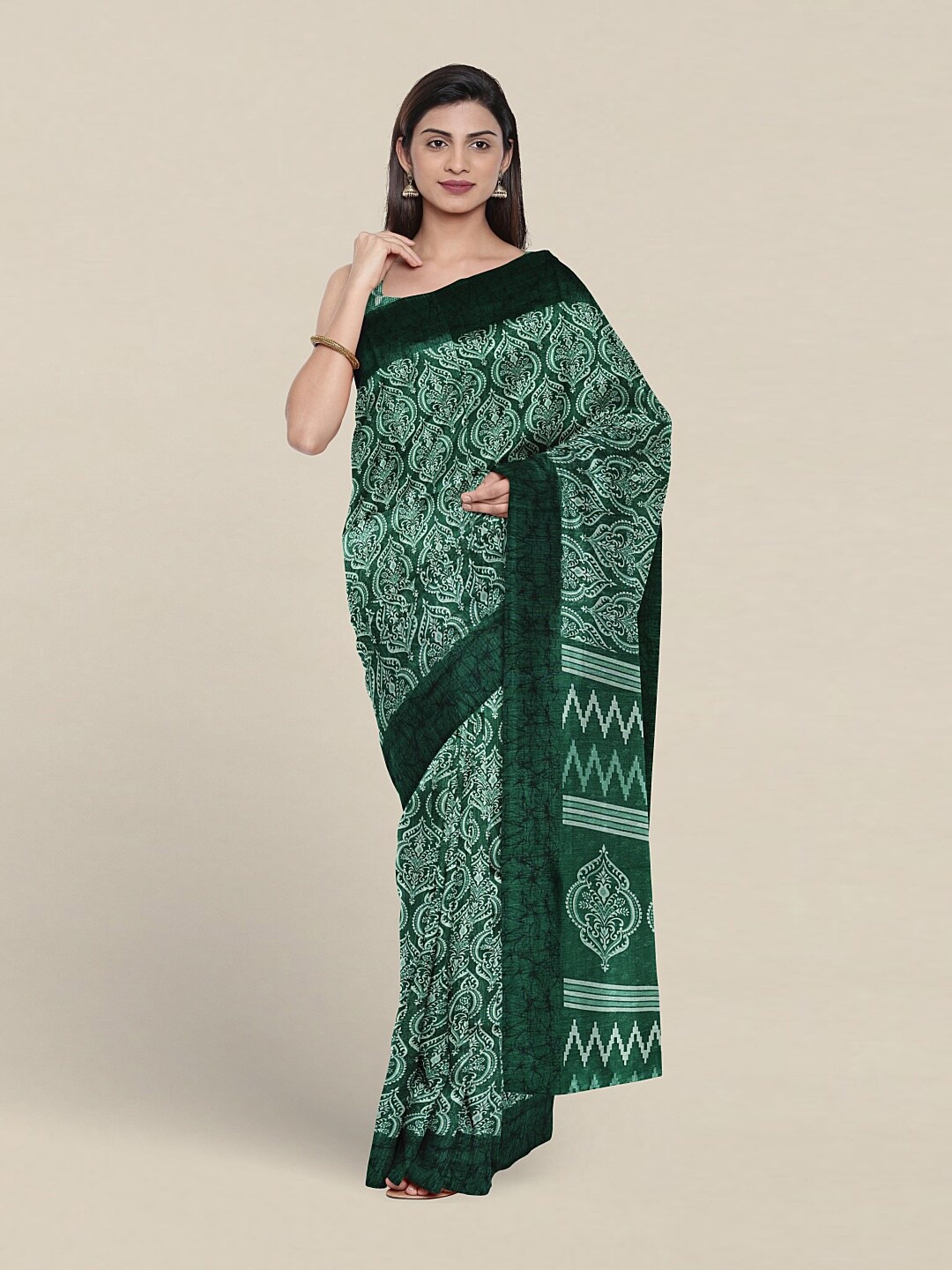 

Pothys Ethnic Motifs Printed Saree, Green