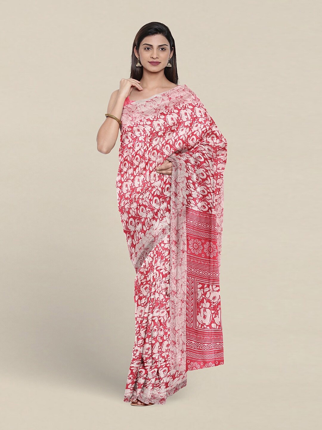 

Pothys Floral Printed Saree, Pink