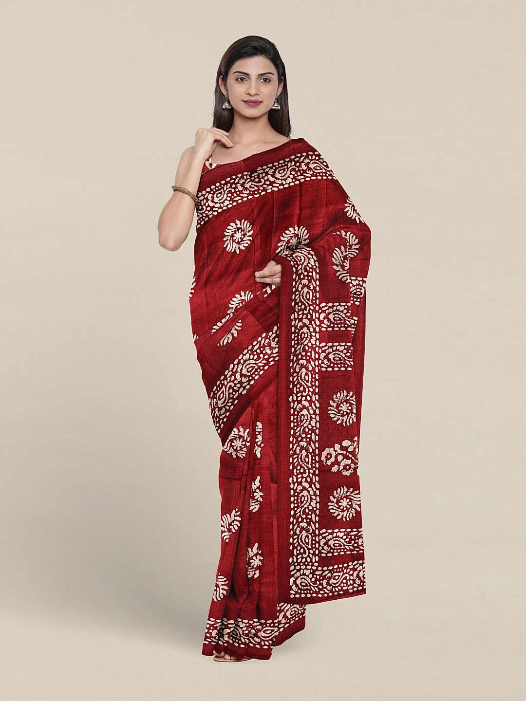 

Pothys Rust & Cream-Coloured Floral Saree