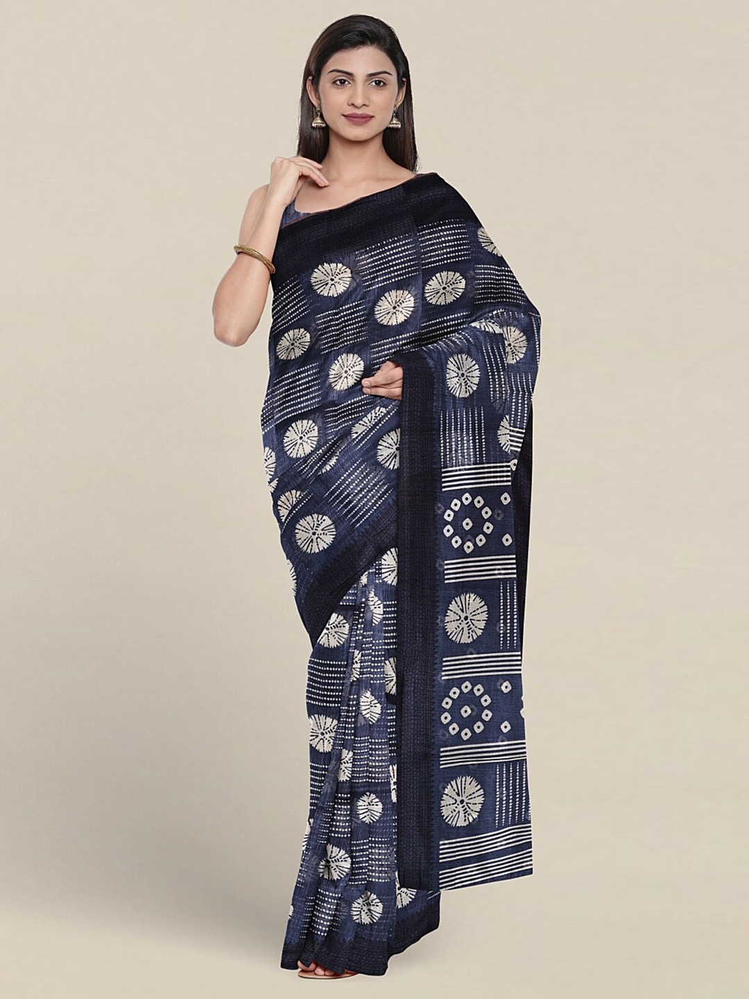 

Pothys Geometric Printed Cotton Blend Saree, Blue