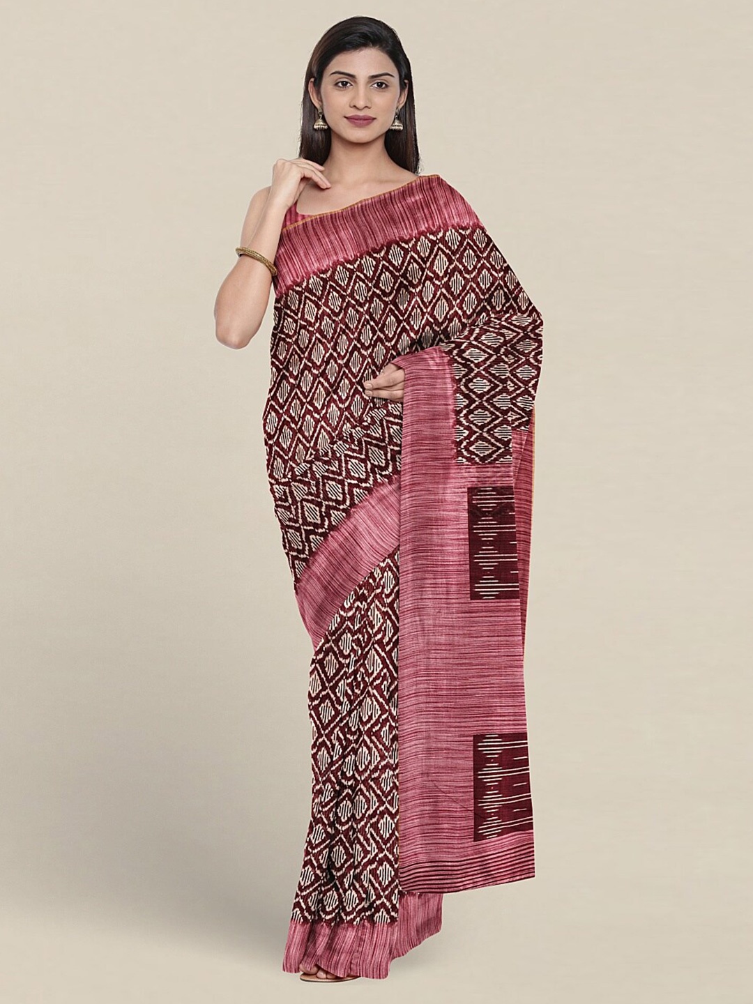 

Pothys Ethnic Printed Cotton Blend Saree, Purple