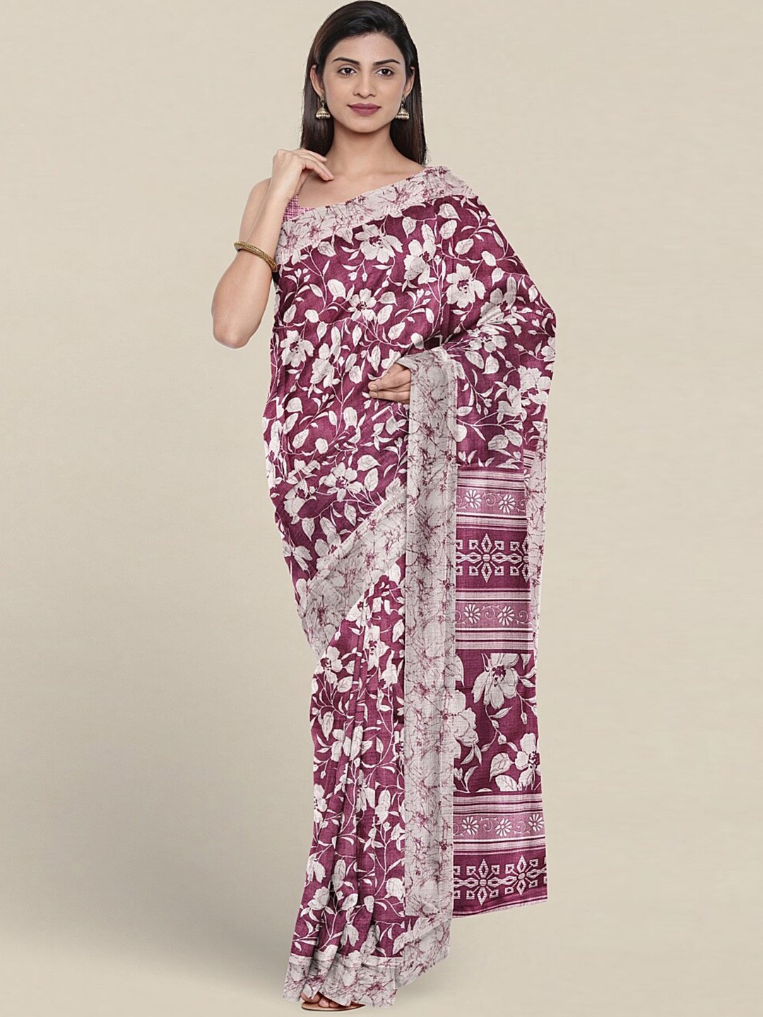 

Pothys Lavender & White Floral Saree