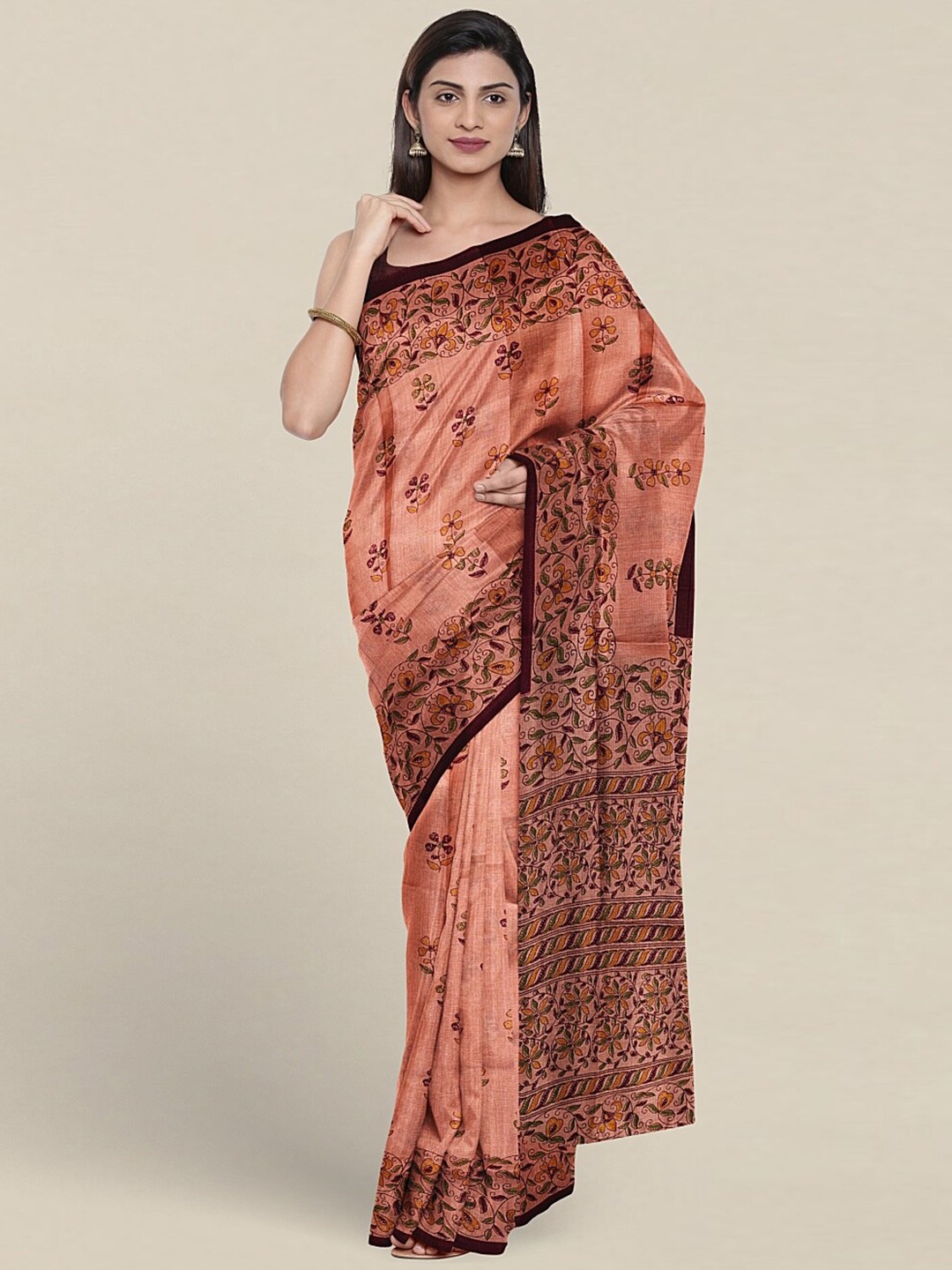 

Pothys Mauve & Green Floral Saree