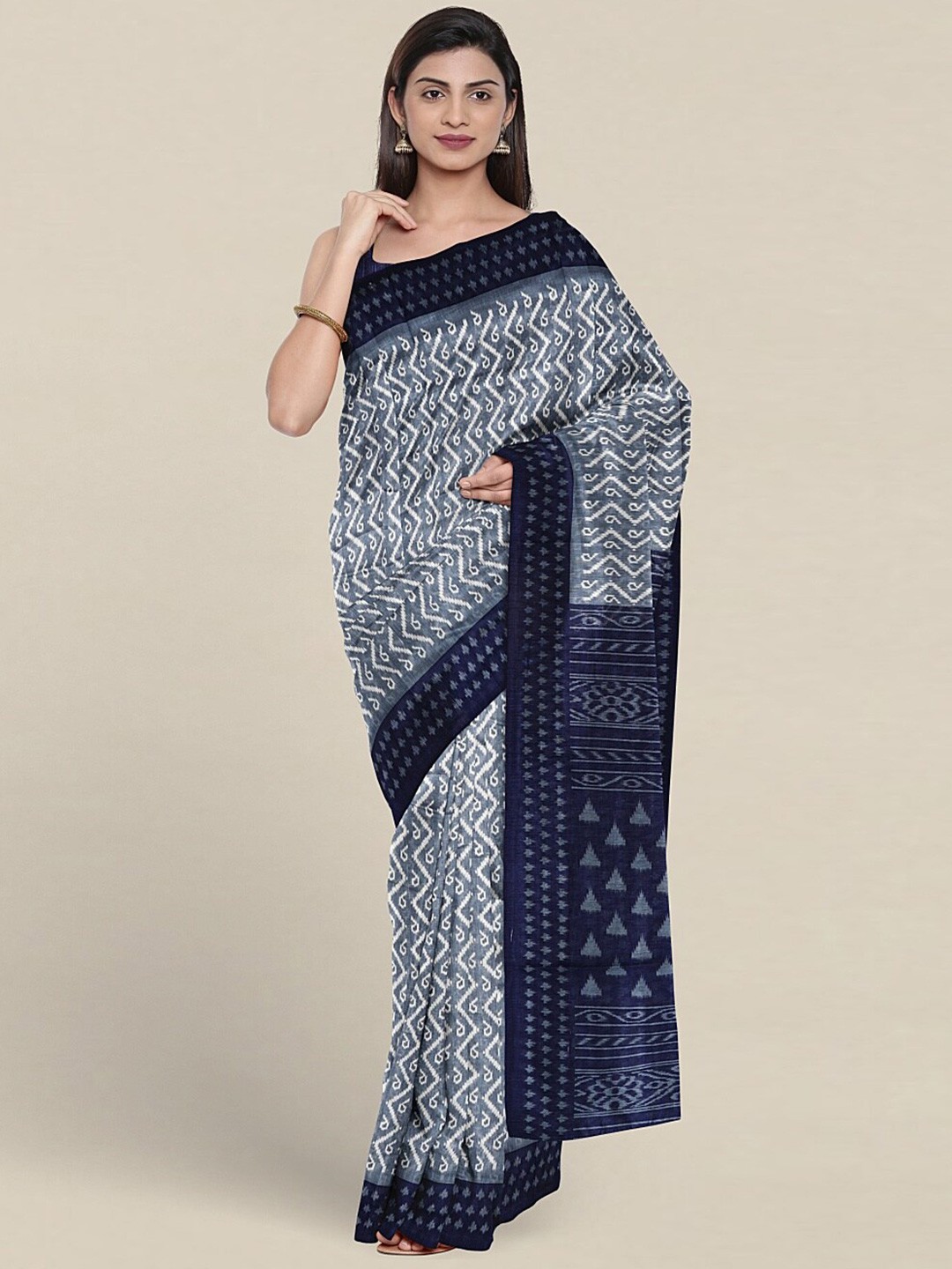 

Pothys Printed Cotton Blend Saree, Blue