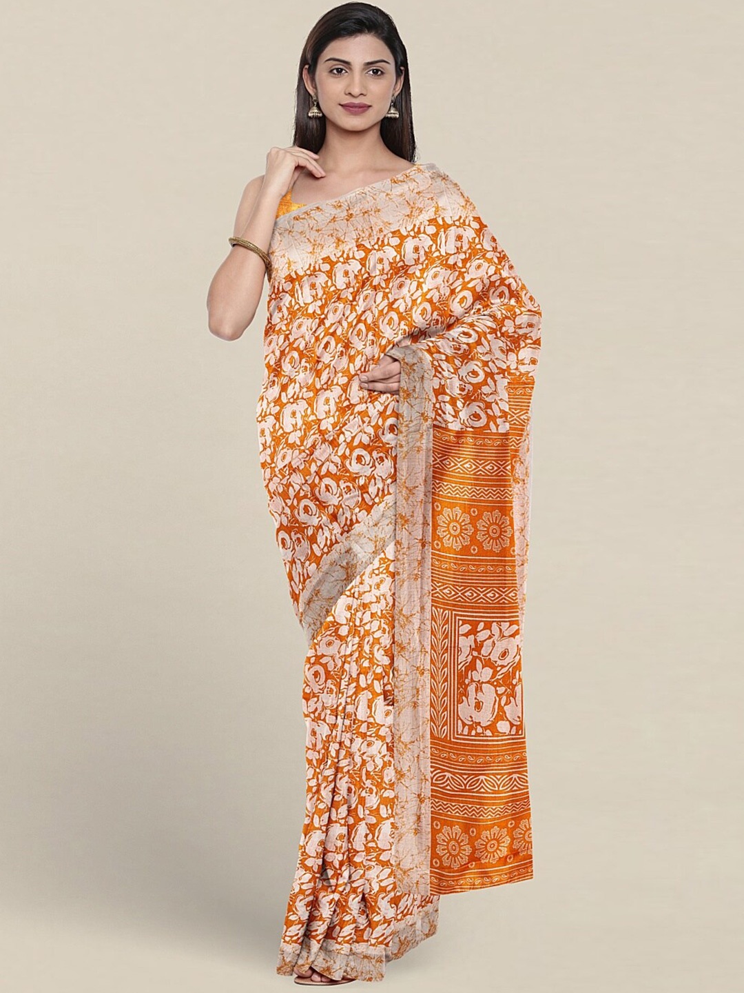 

Pothys Floral Printed Saree, Orange