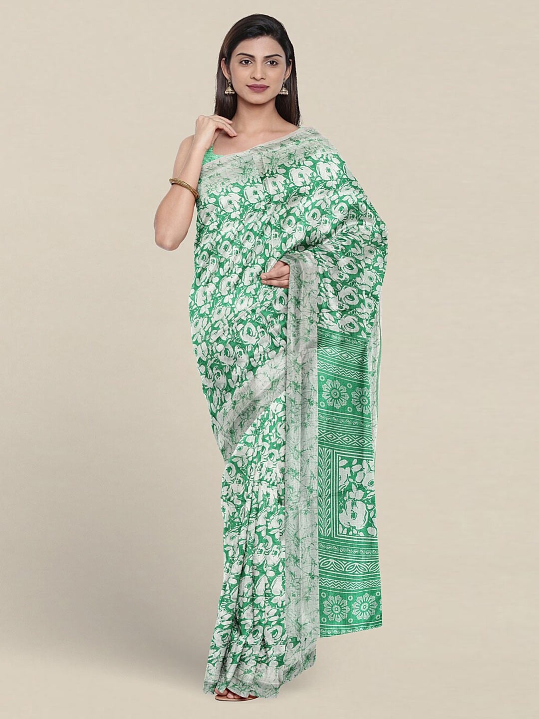 

Pothys Abstract Printed Saree, Green