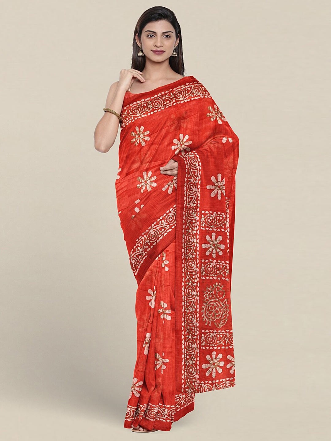 

Pothys Floral Printed Saree, Peach