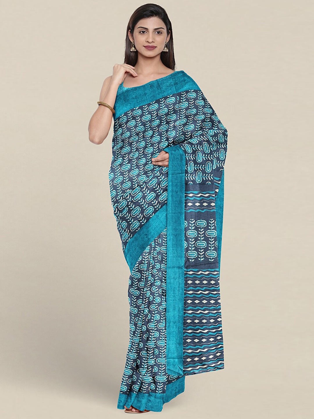 

Pothys Geometric Printed Saree, Grey