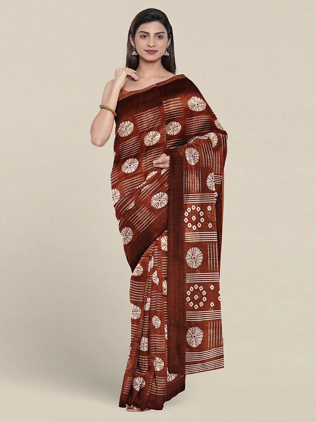 

Pothys Geometric Printed Saree, Rust