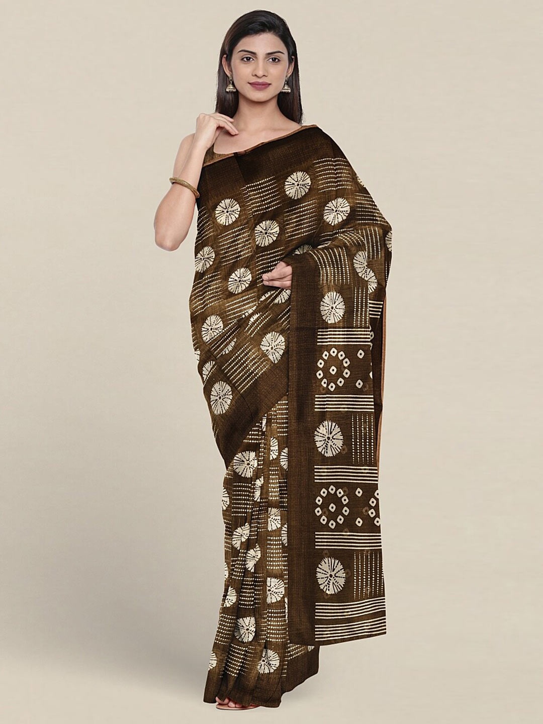 

Pothys Geometric Printed Saree, Green