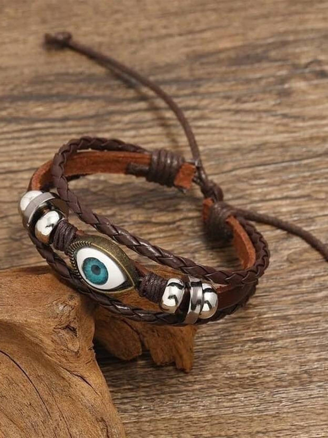 

VIEN Leather Charm Bracelet, Brown