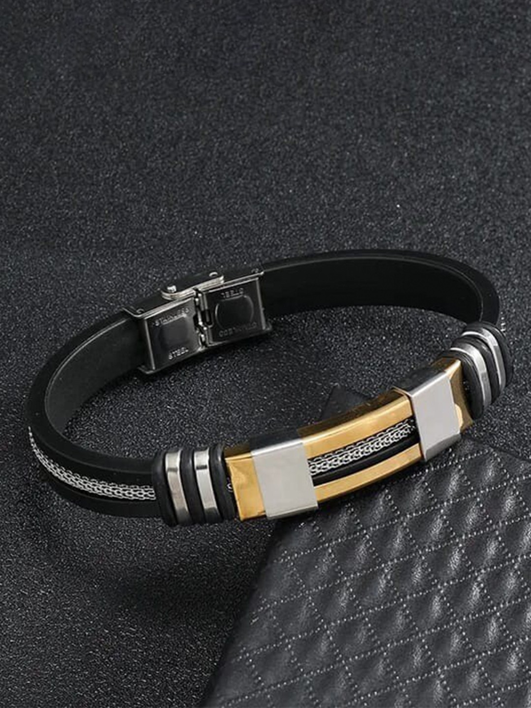 

VIEN Leather Link Bracelet, Black