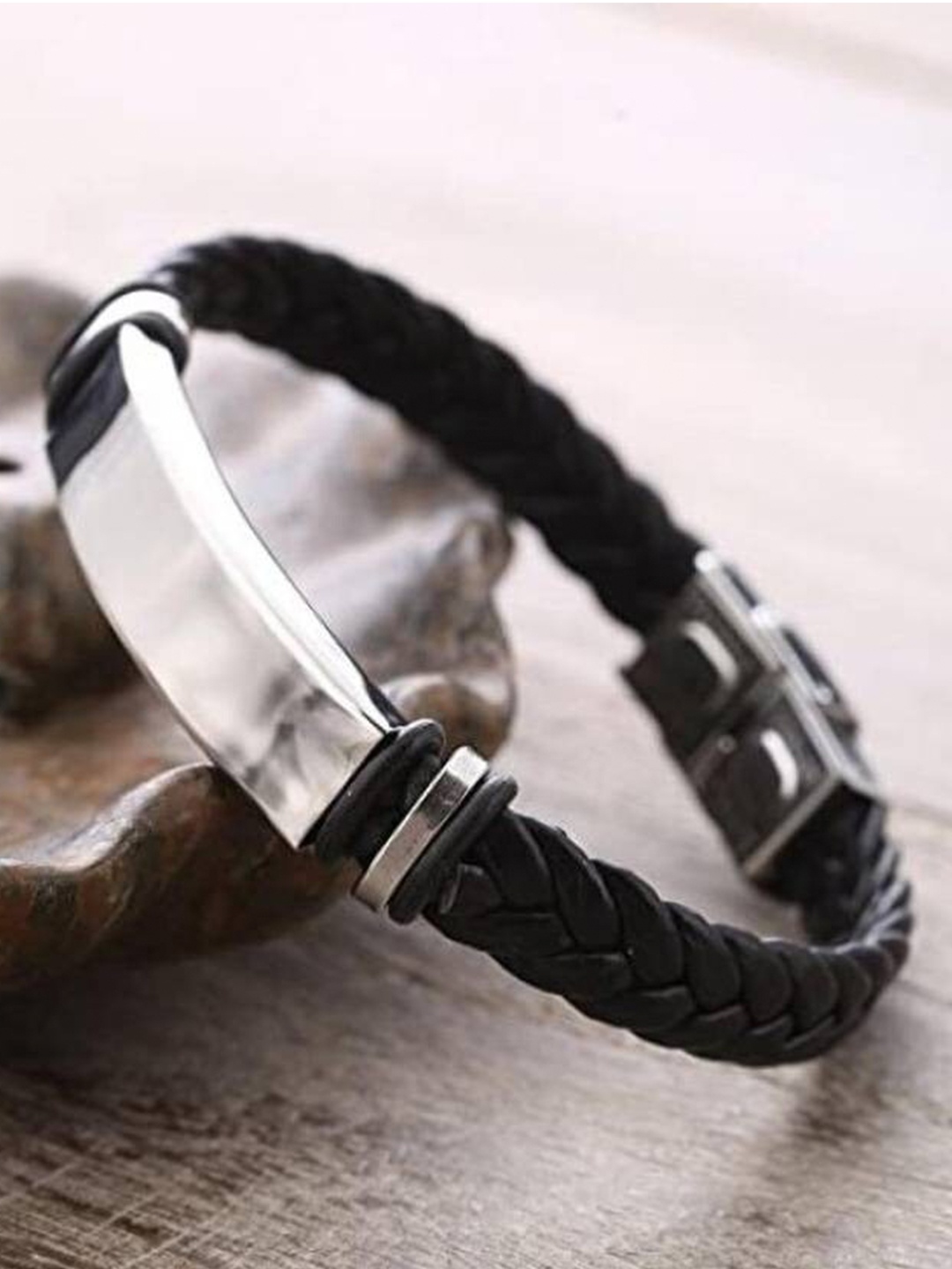 

VIEN Leather Link Bracelet, Black