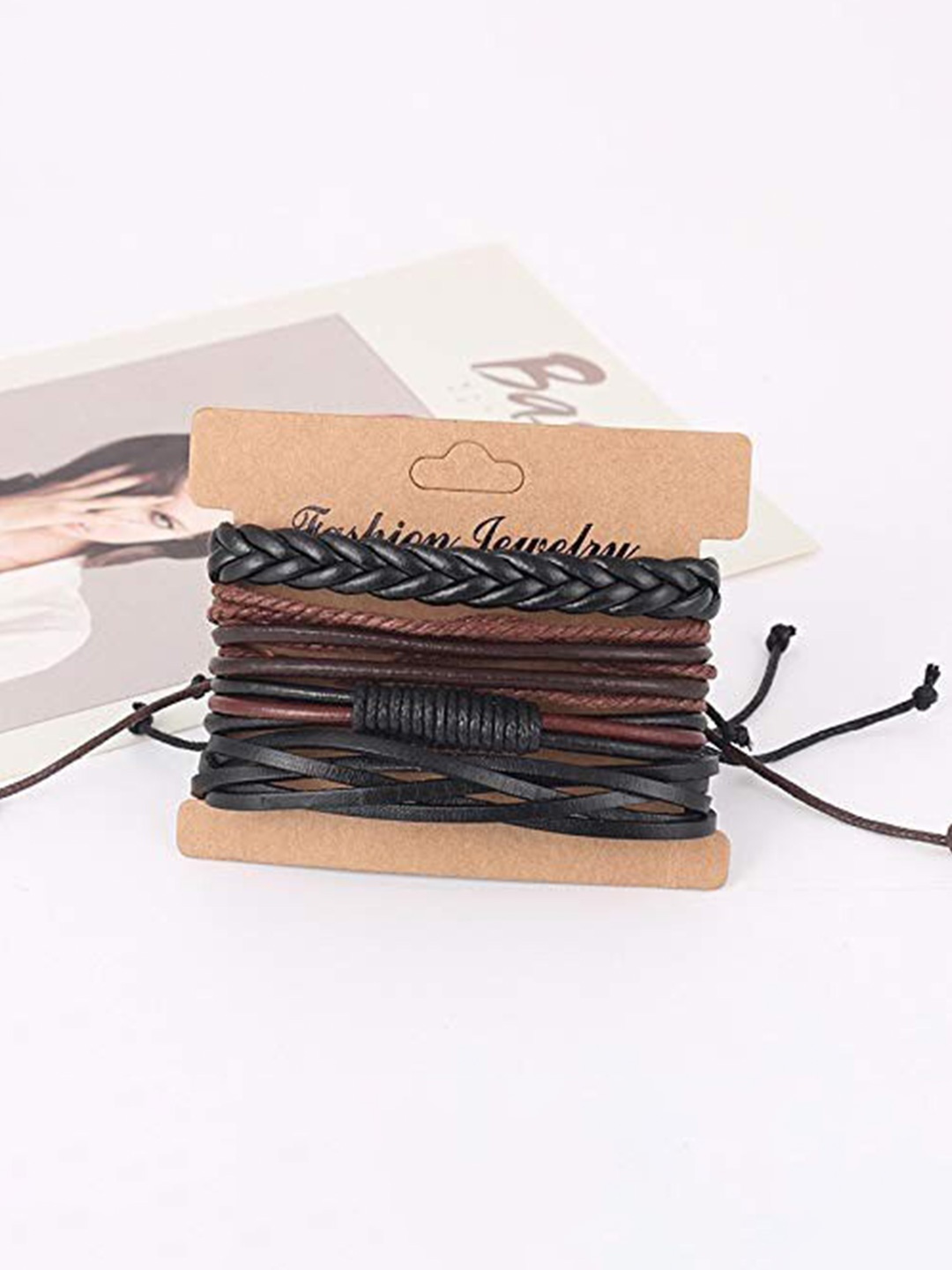 

VIEN Leather Wraparound Bracelet, Brown