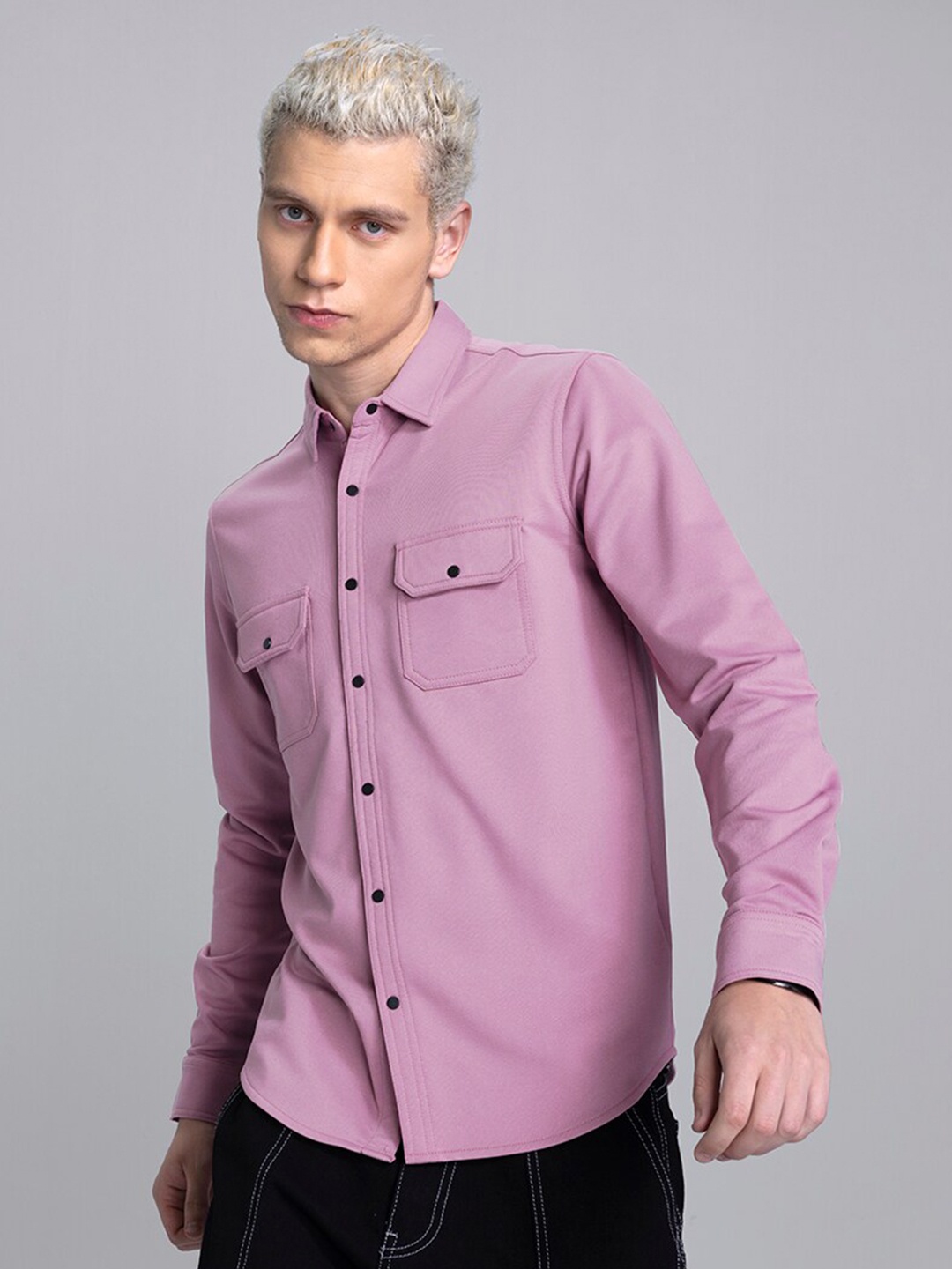 

Snitch Lavender Classic Slim Fit Casual Cotton Shirt
