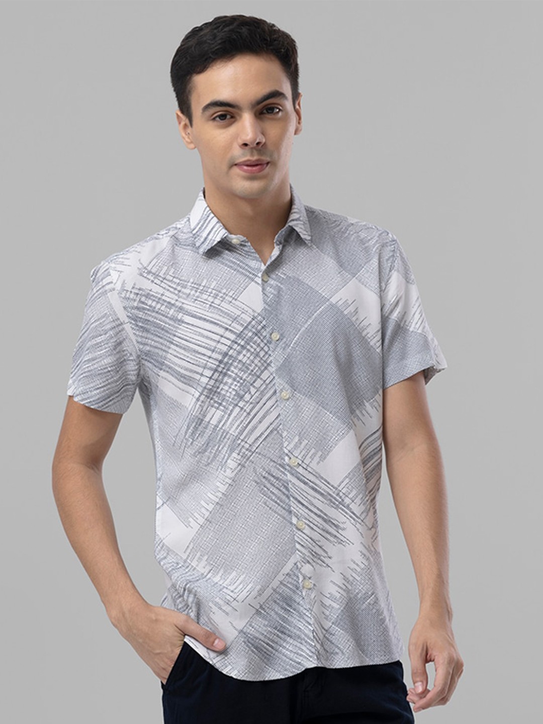

Snitch Men Classic Slim Fit Printed Casual Shirt, White