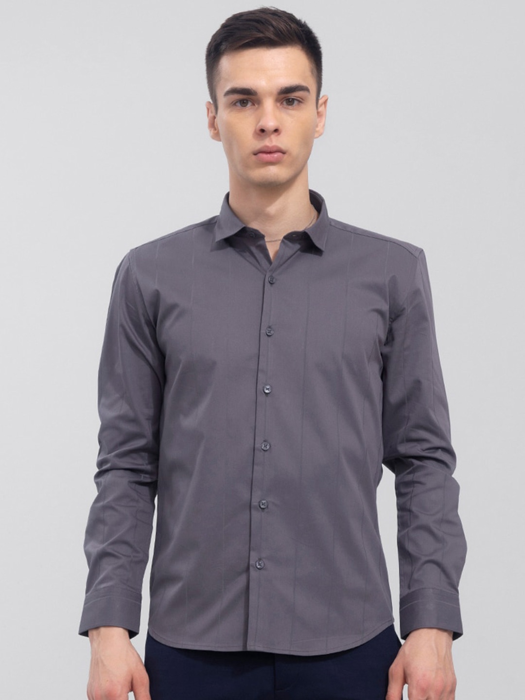 

Snitch Classic Slim Fit Cotton Casual Shirt, Grey