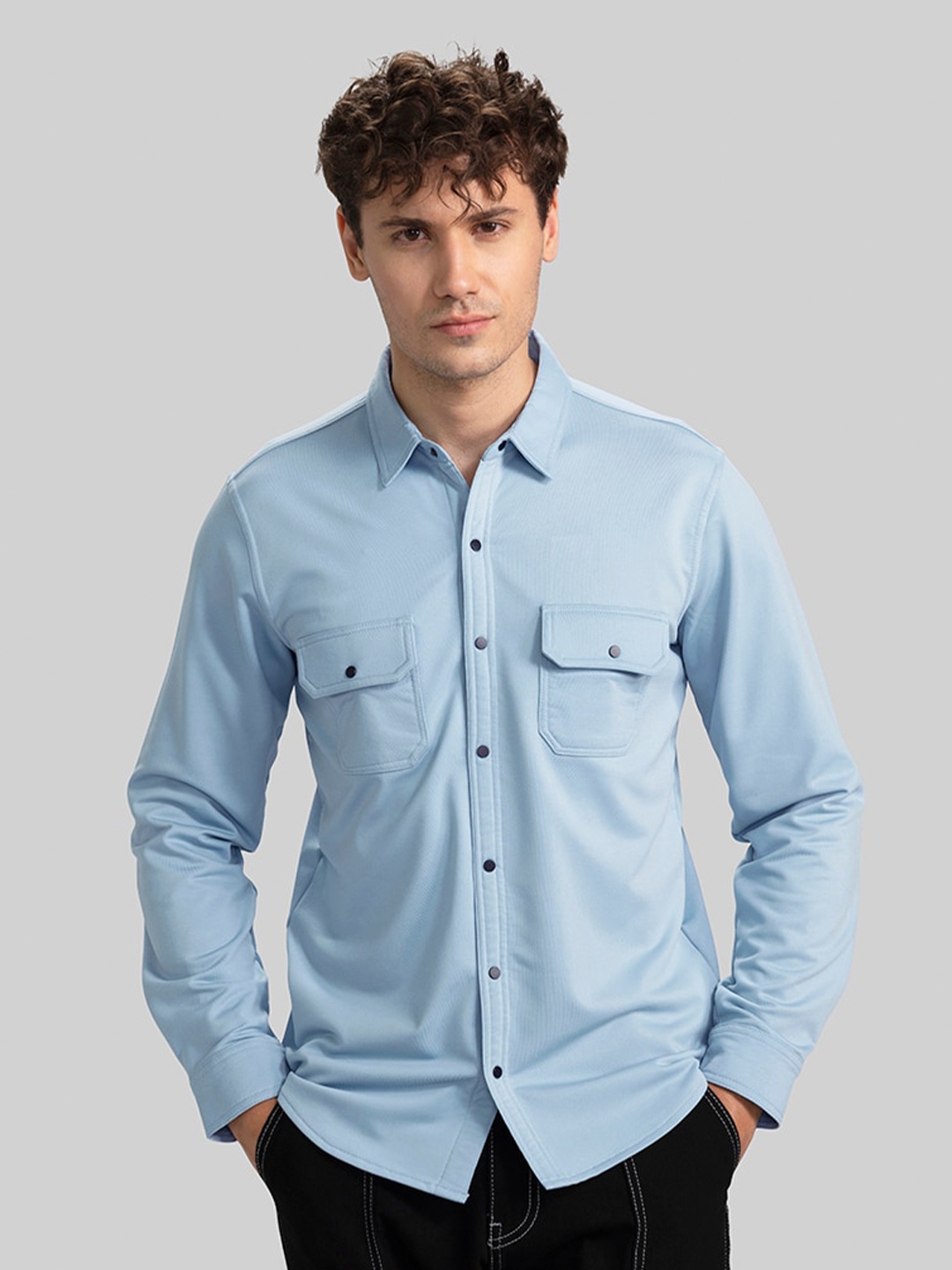 

Snitch Blue Classic Slim Fit Opaque Cotton Casual Shirt