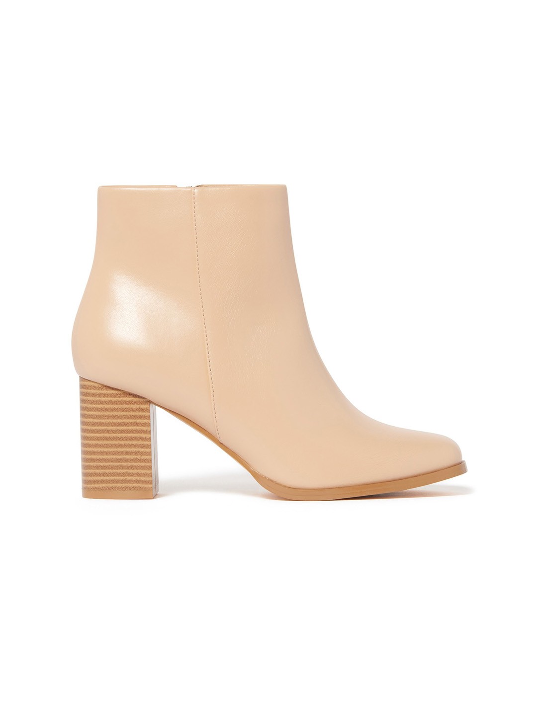 

Forever New Women Block-Heeled Mid-Top Regular Boots, Beige