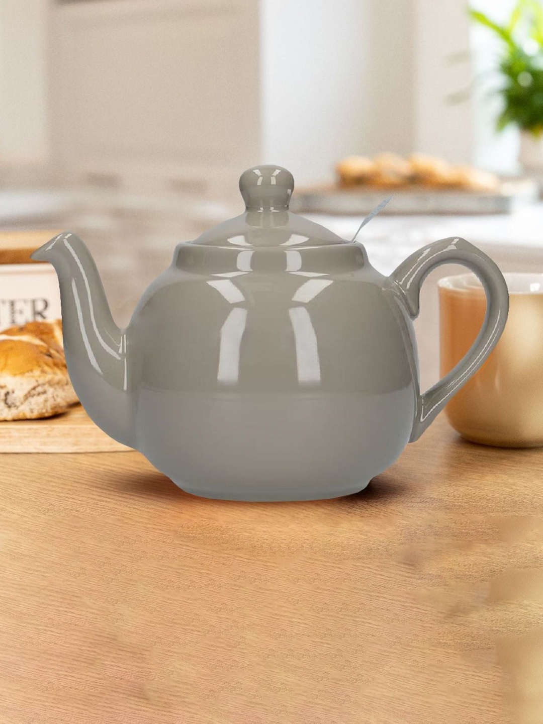 

London Pottery Farmhouse Grey Solid Stoneware Glossy Teapot 900ml