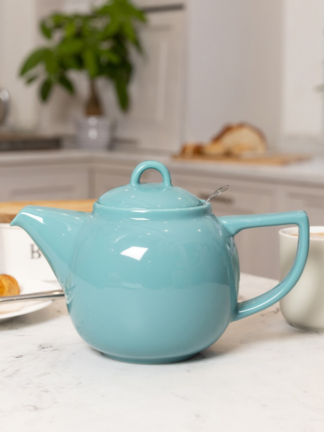 

London Pottery Geo Blue Solid Ceramic Glossy Teapot 1.1L