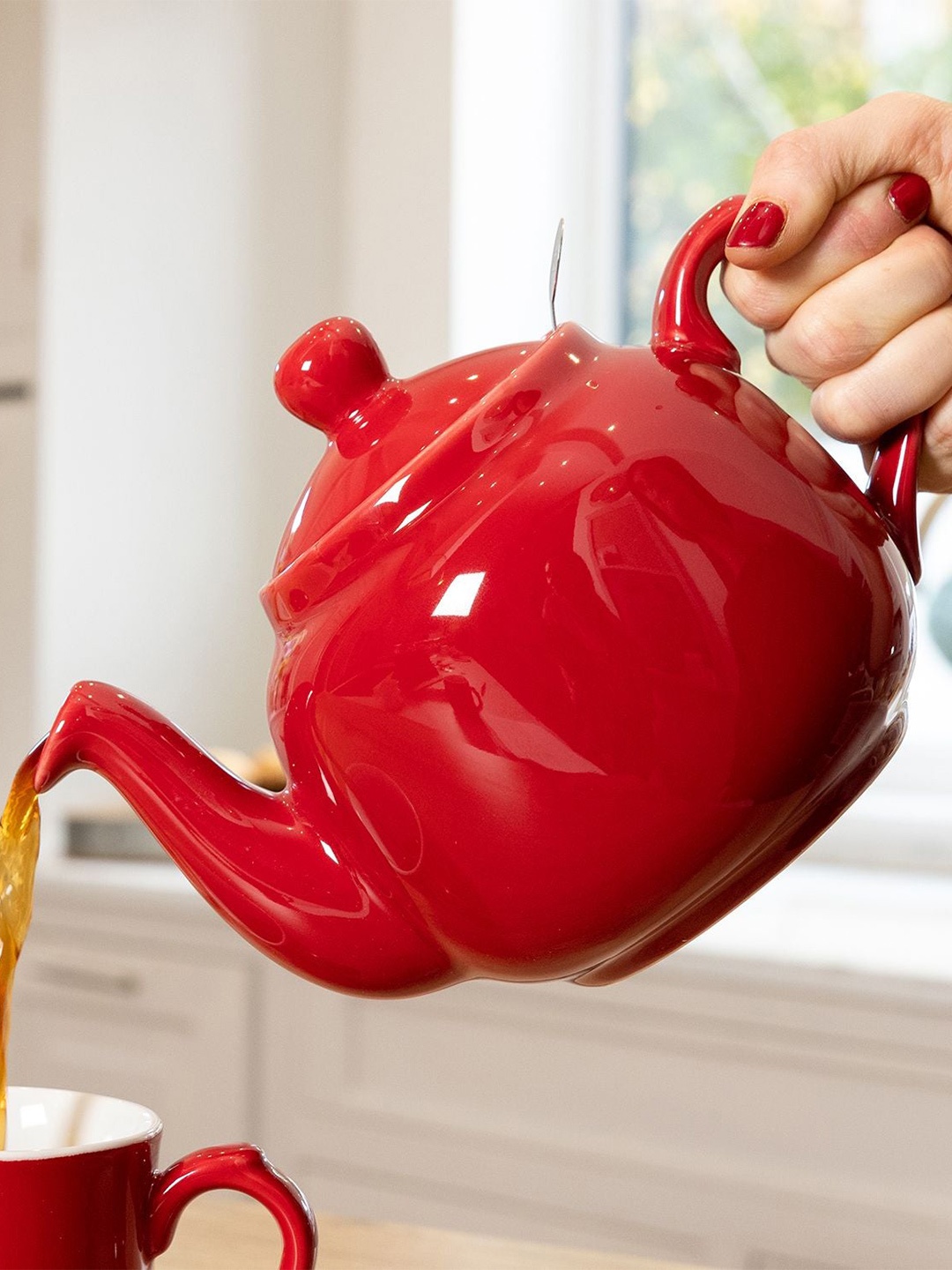 

London Pottery Farmhouse Red Solid Stoneware Glossy Teapot 900ml