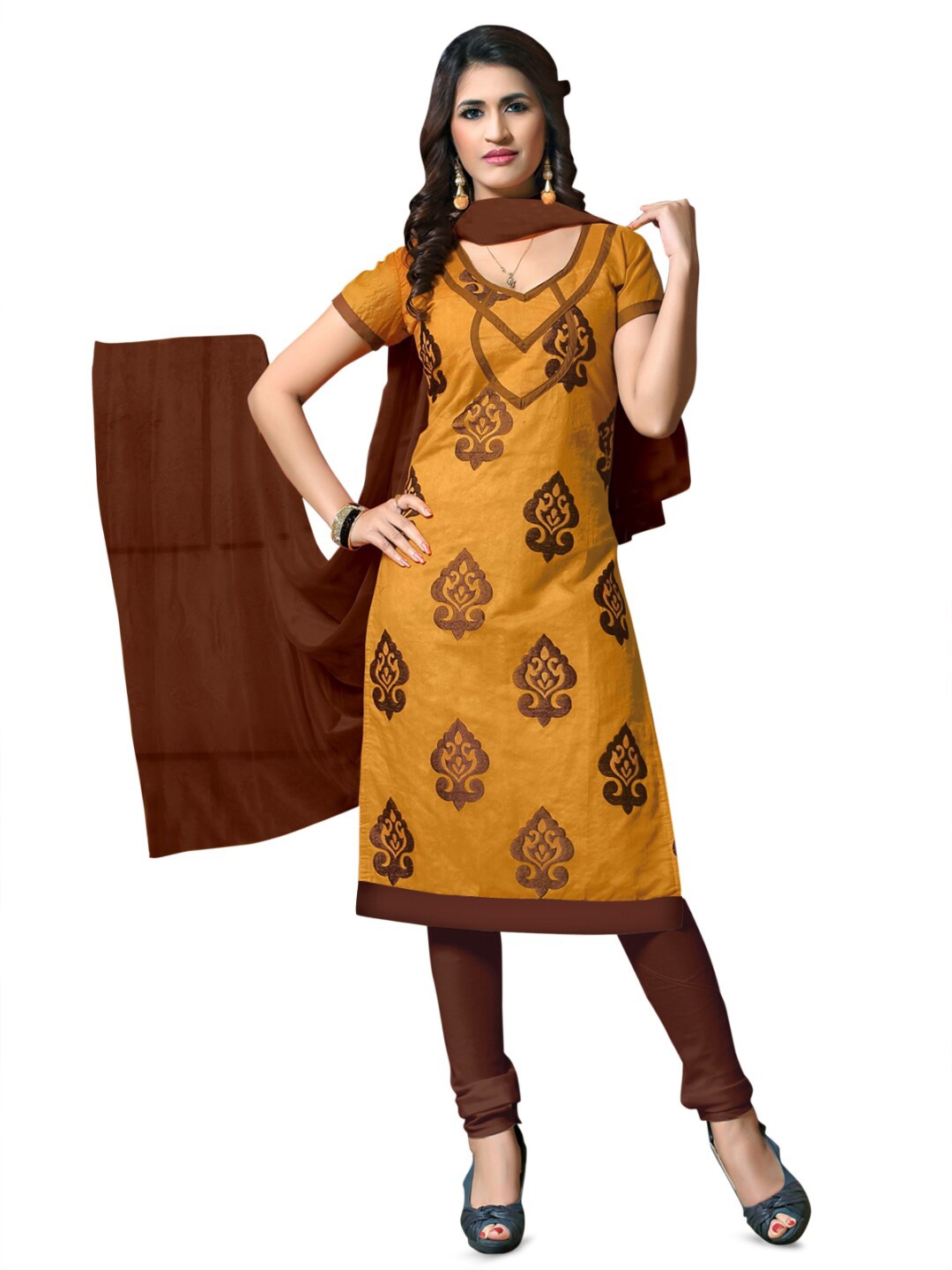 

Angroop Ethnic Motifs Embroidered Unstitched Dress Material, Yellow