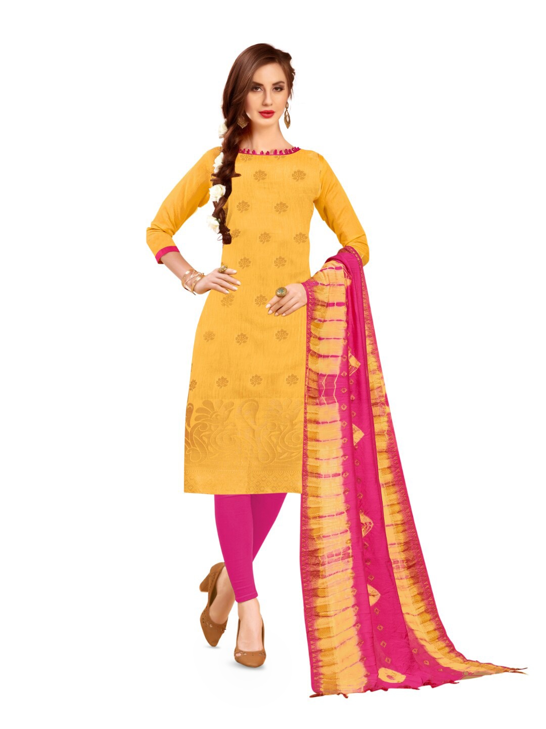 

Angroop Unstitched Dress Material, Yellow