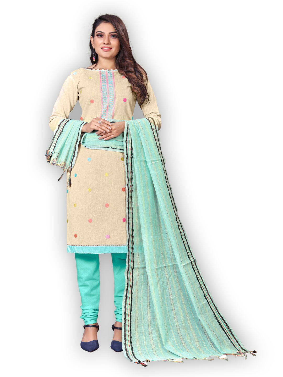 

Angroop Pure Cotton Unstitched Dress Material, Cream