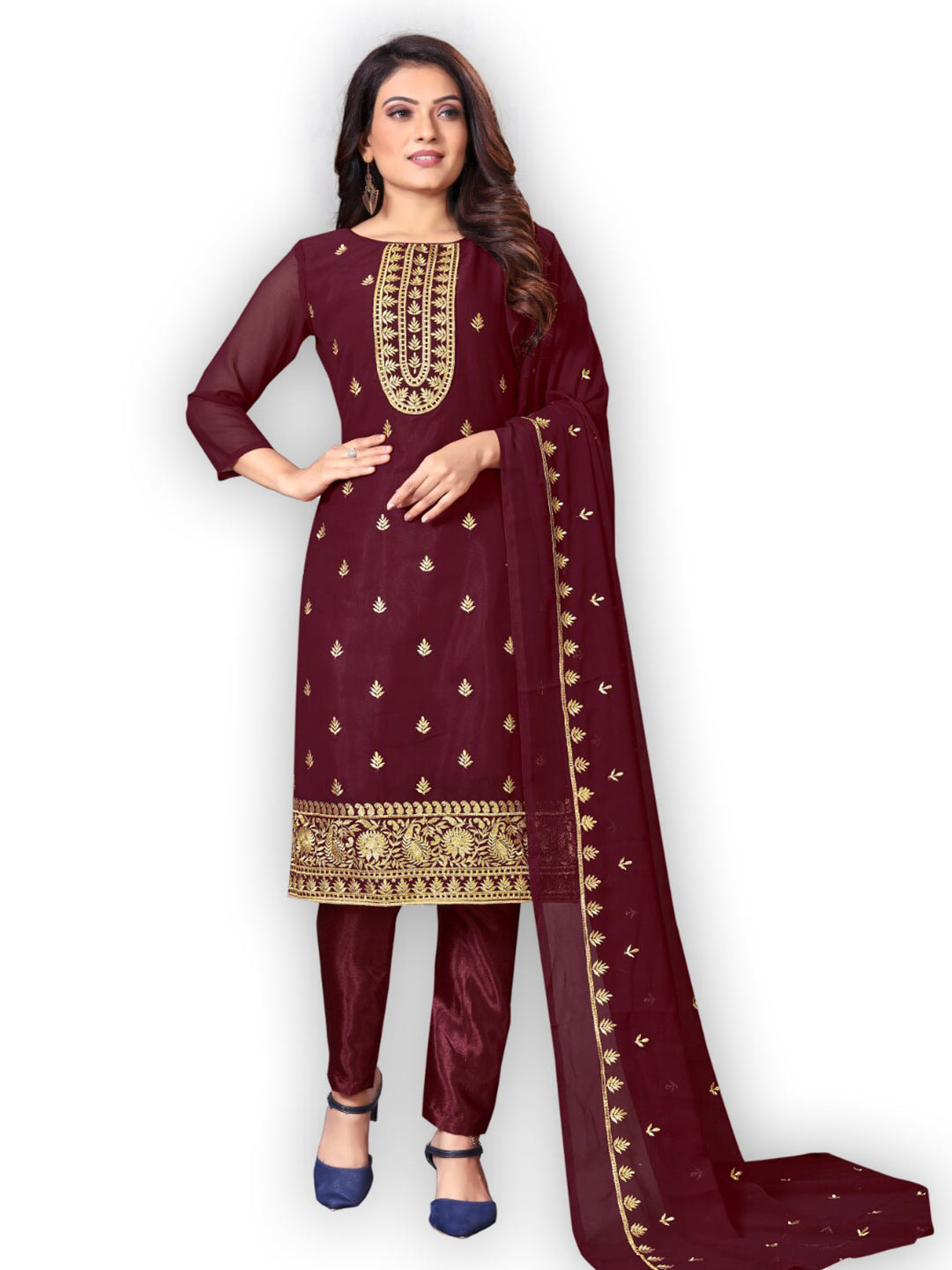 

Angroop Unstitched Dress Material, Maroon