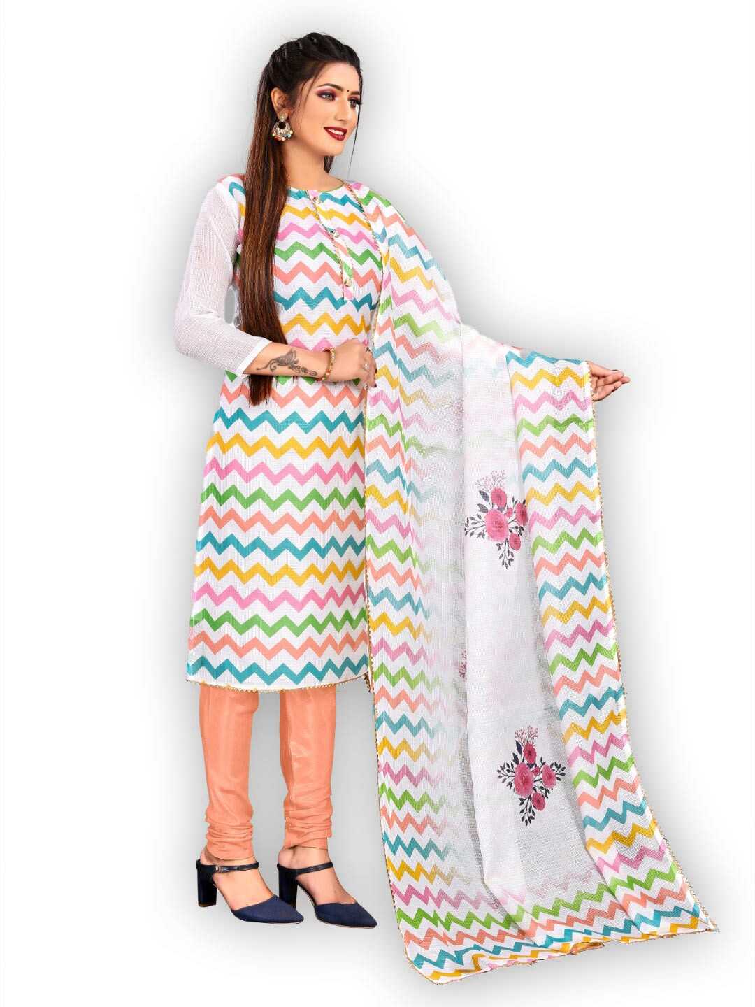 

Angroop Unstitched Dress Material, White