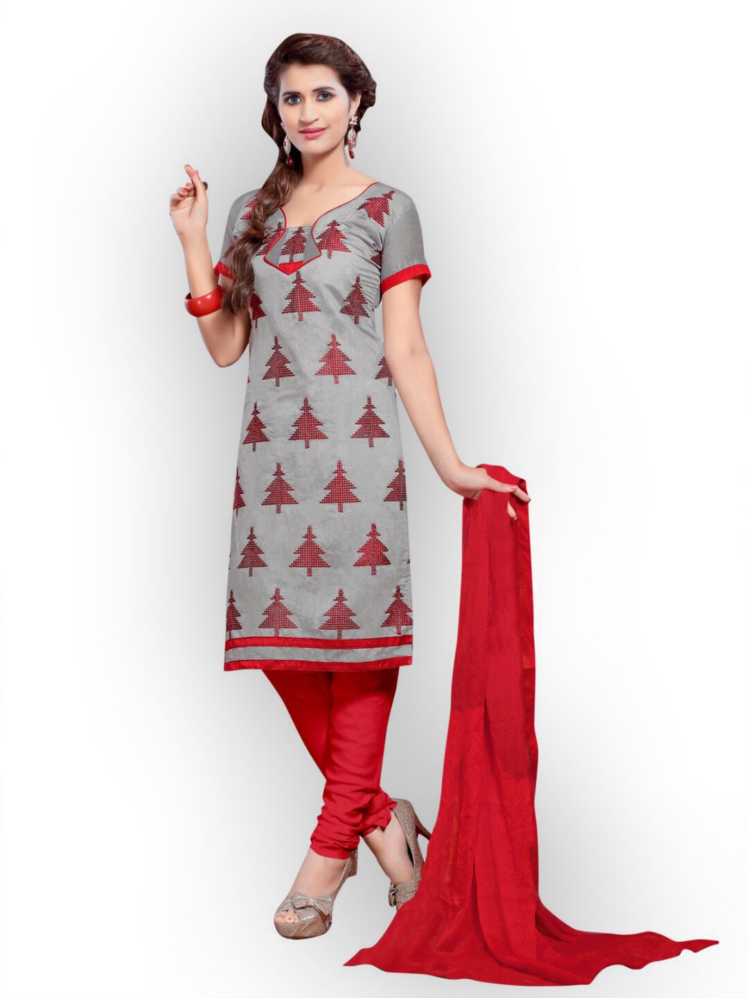 

Angroop Embroidered Unstitched Dress Material, Grey