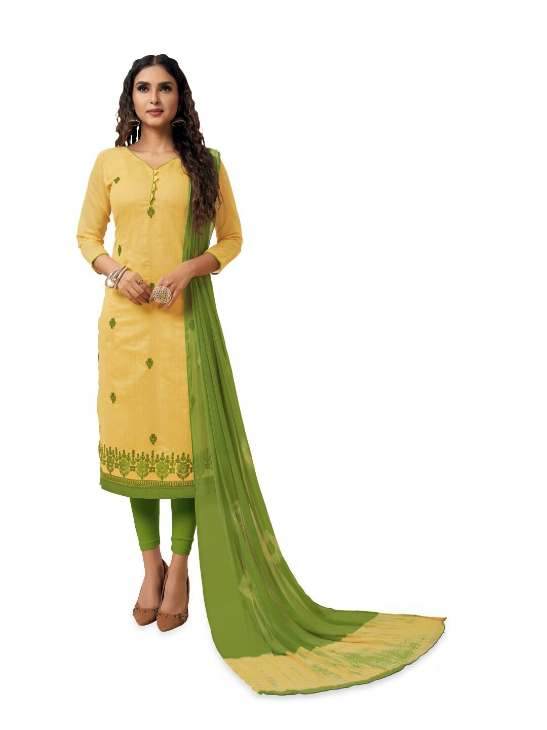 

Angroop Art Silk Unstitched Dress Material, Yellow