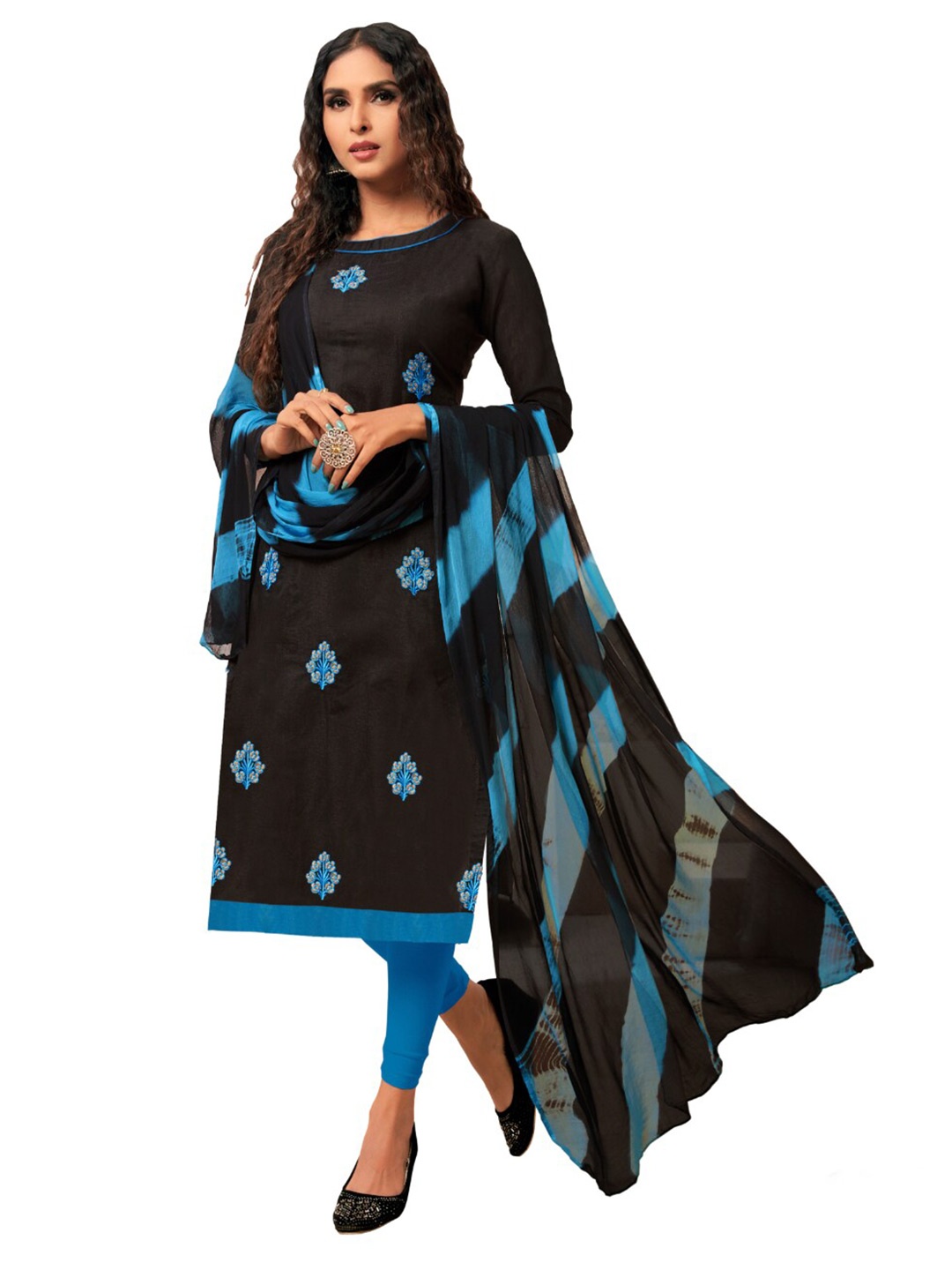 

Angroop Ethnic Motifs Embroidered Unstitched Dress Material, Black