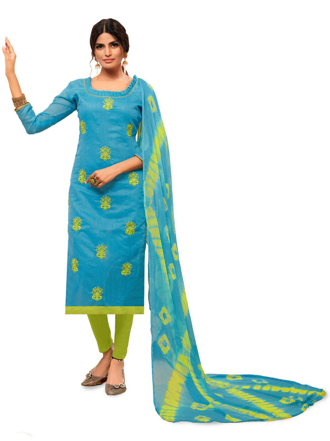

Angroop Ethnic Motifs Embroidered Unstitched Dress Material, Blue