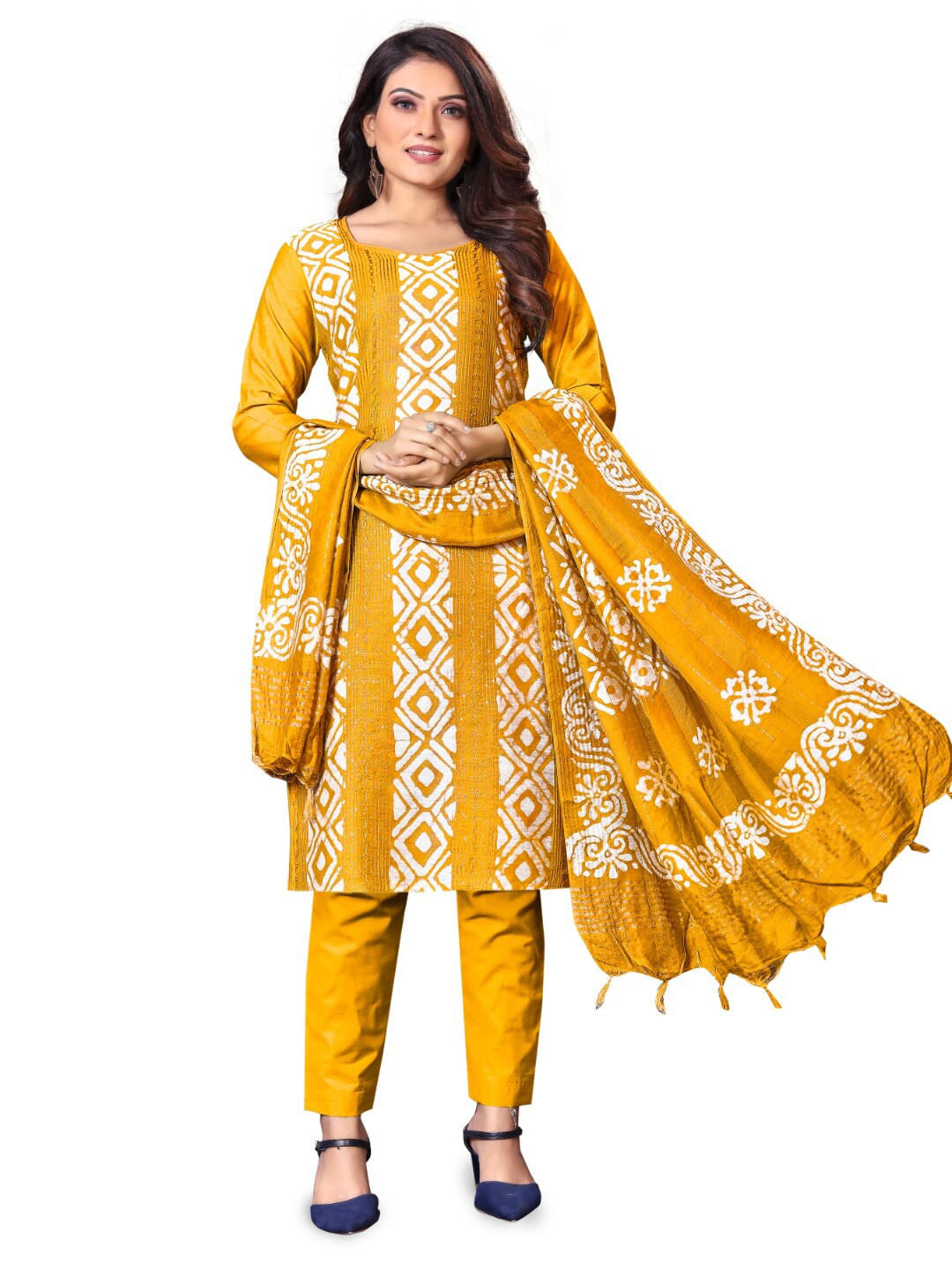 

Angroop Ethnic Motifs Printed Unstitched Dress Material, Mustard