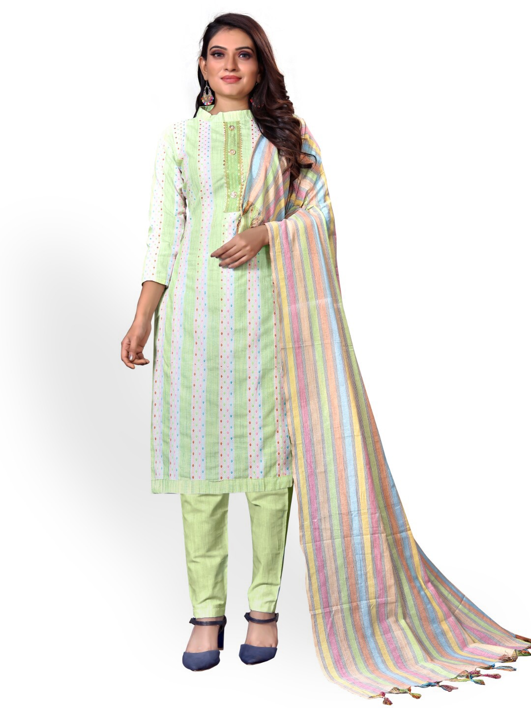 

Angroop Pure Cotton Unstitched Dress Material, Green