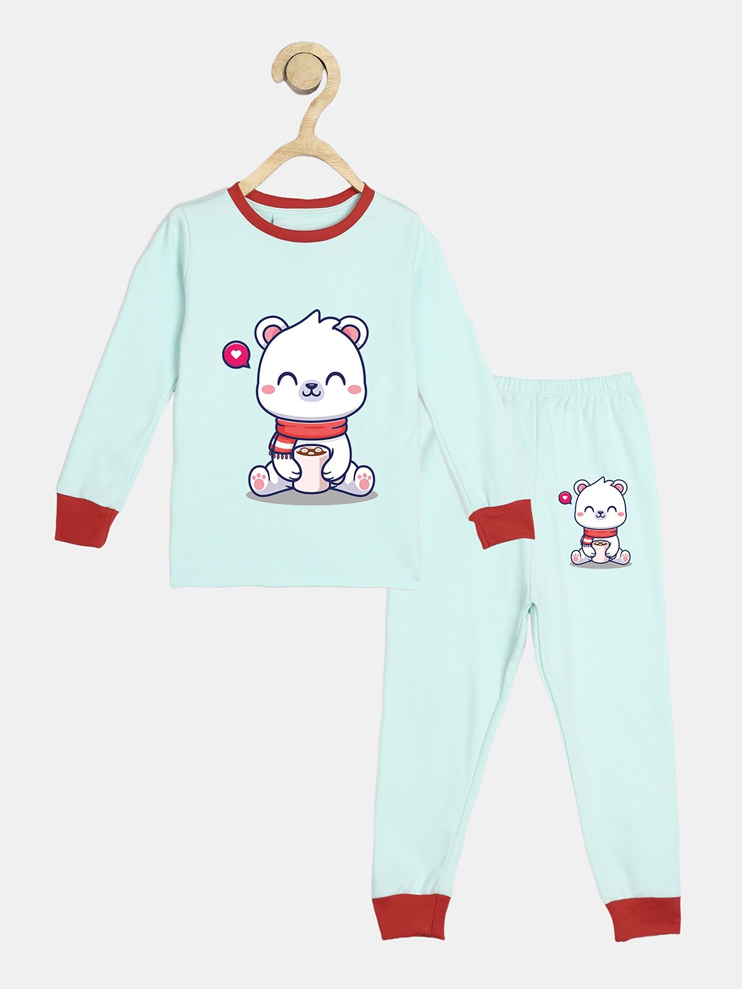

Wyld Sprog Kids Graphic Printed Pure Cotton T-shirt With Pyjama, Blue