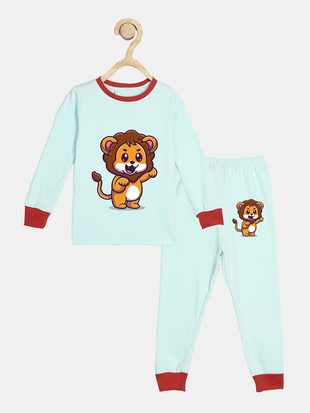 

Wyld Sprog Boys Graphic Printed Pure Cotton T-shirt With Pyjama, Blue