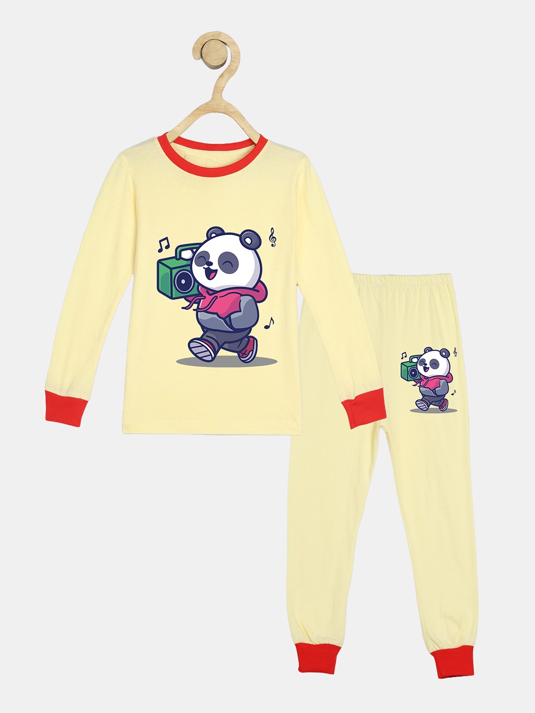 

Wyld Sprog Boys Graphic Printed Pure Cotton T-shirt With Pyjama, Yellow