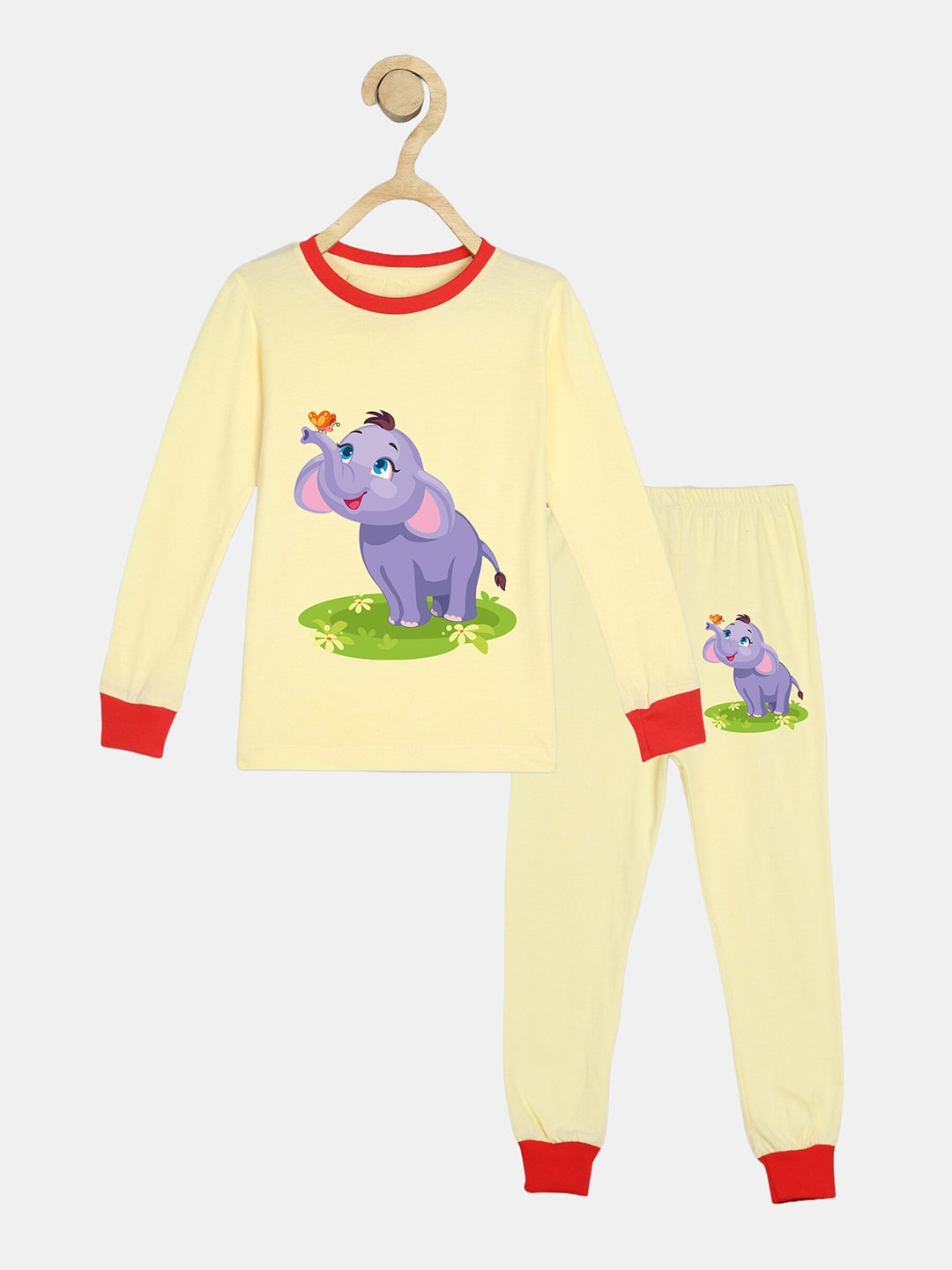 

Wyld Sprog Kids Graphic Printed Pure Cotton T-shirt With Pyjama, Yellow