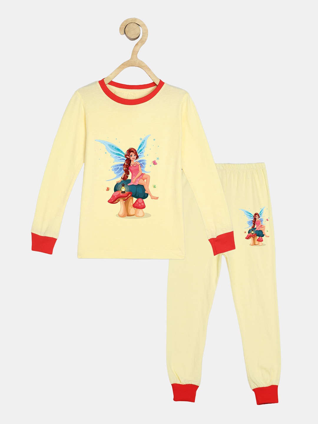 

Wyld Sprog Girls Graphic Printed Pure Cotton T-shirt With Pyjama, Yellow