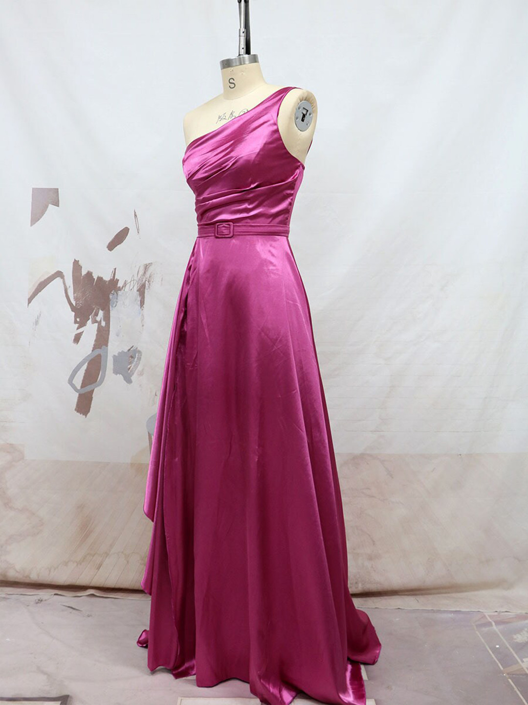

BoStreet Pink One Shoulder Maxi Dress
