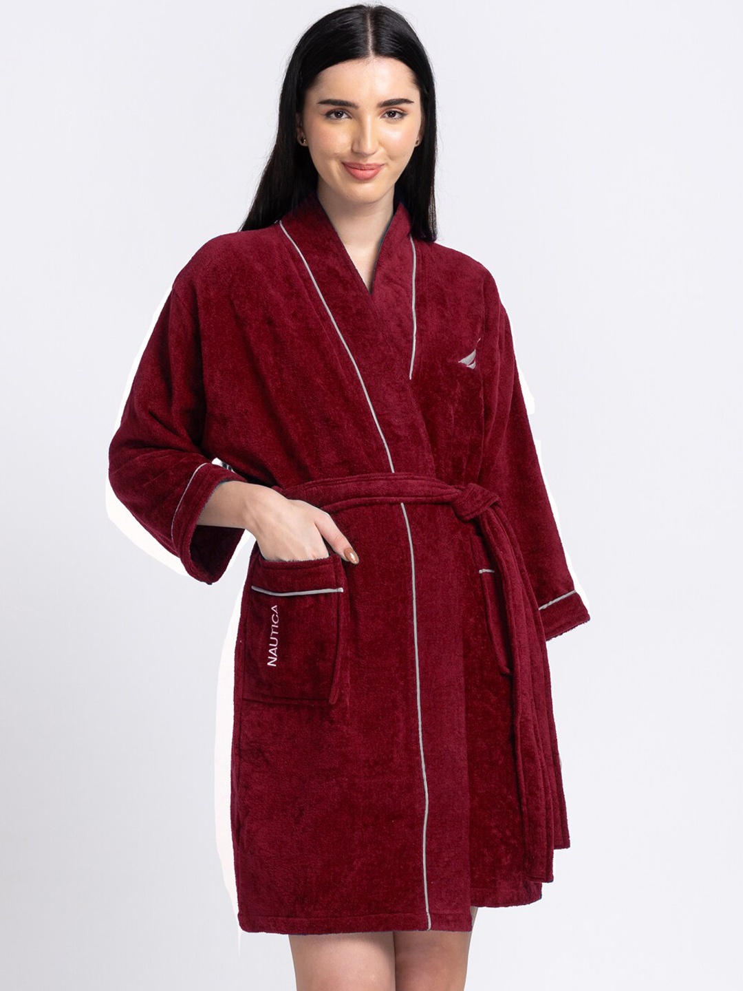 

Nautica Highline Pure Cotton Ultra Soft Bath Robe, Burgundy