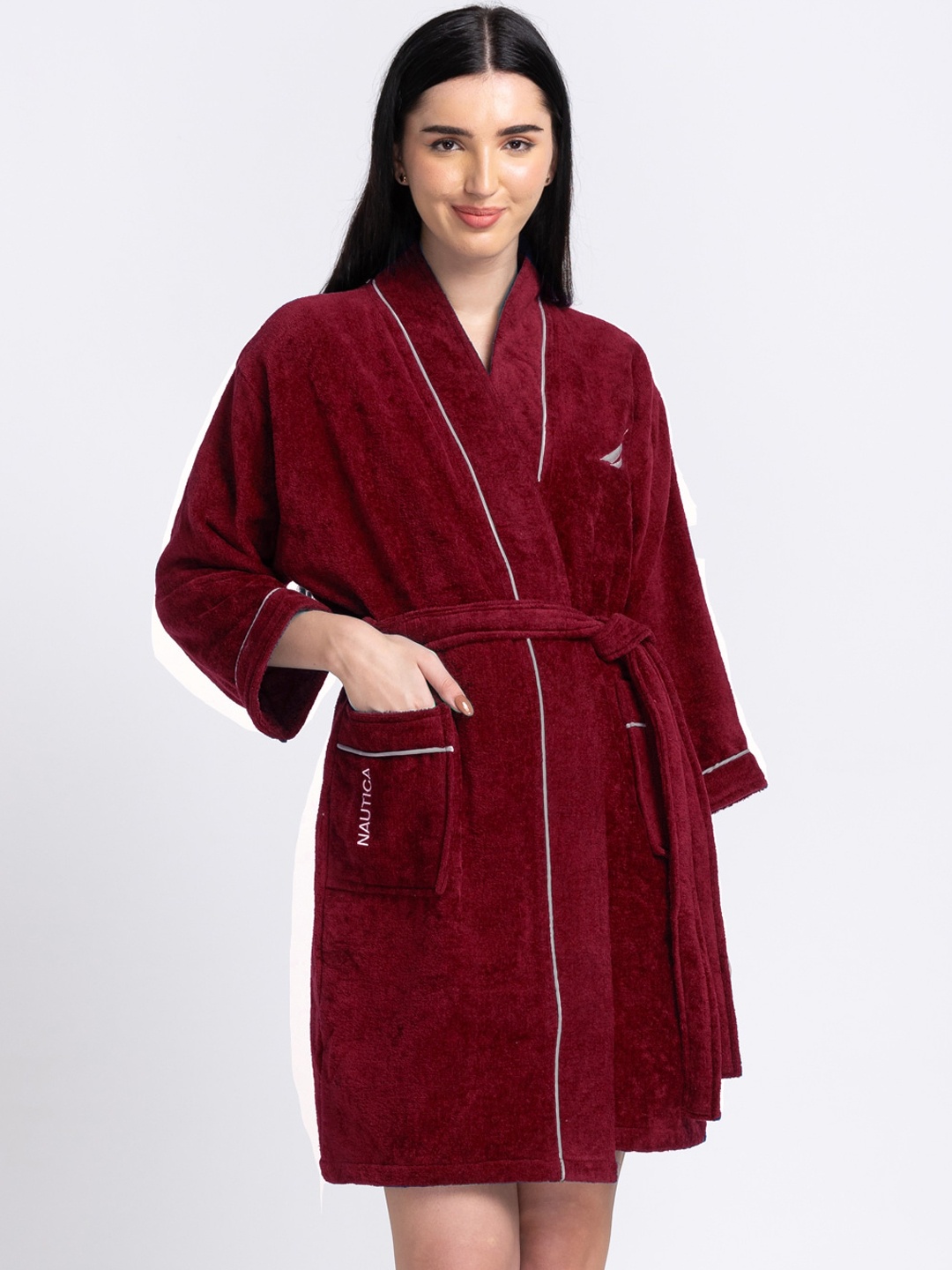 

Nautica Pure Cotton Luxurious Ultra Soft Bath Robe, Burgundy