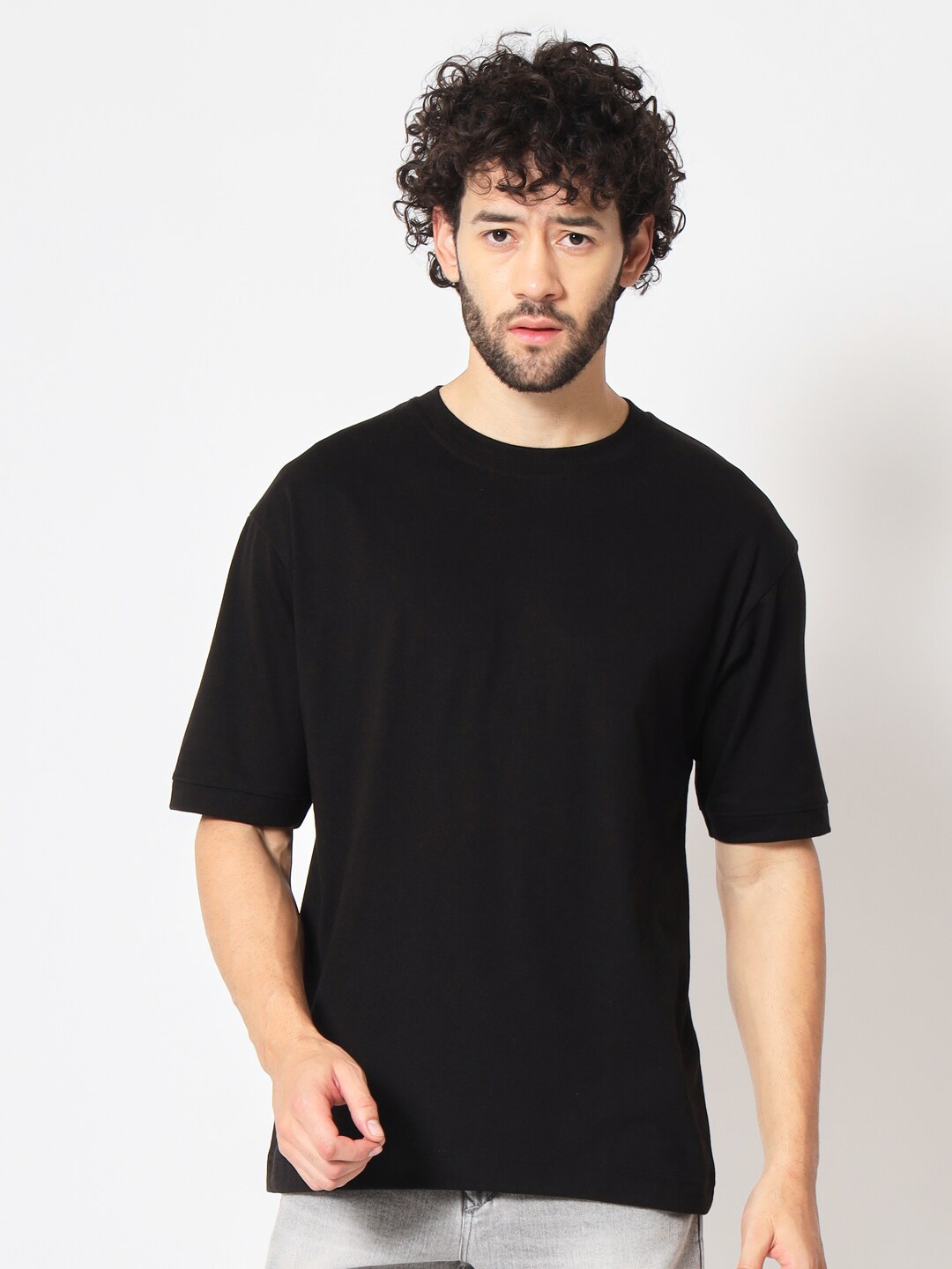 

Imsa Moda Men Cotton Oversized T-shirt, Black