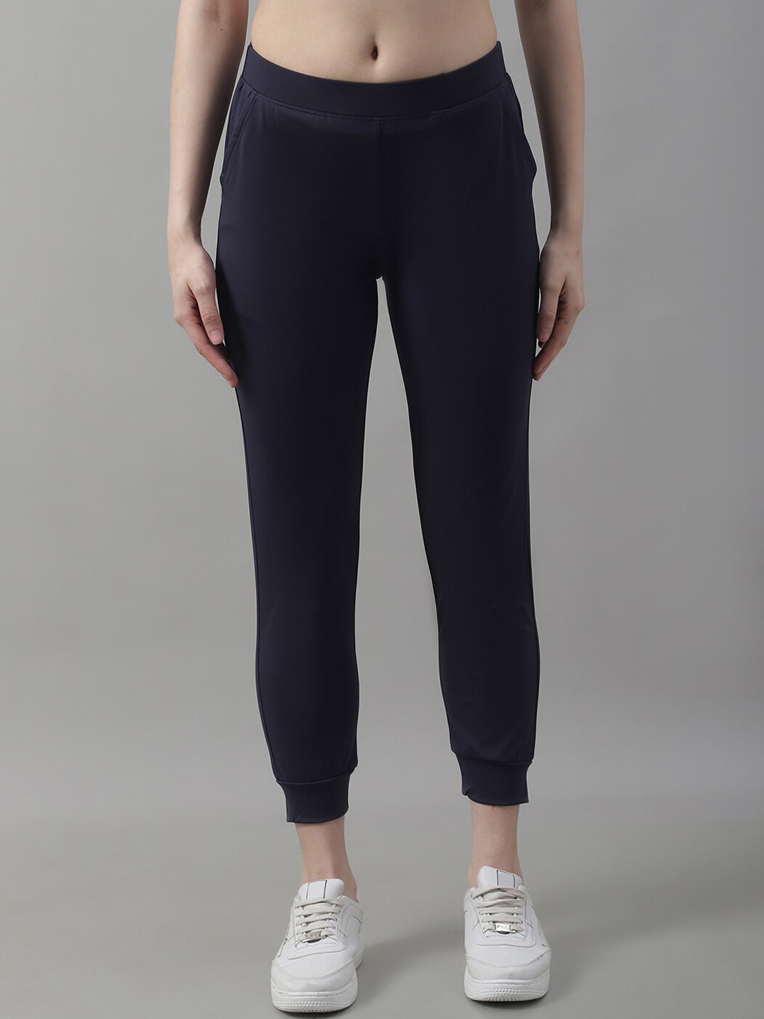 

Frempy Women Mid-Rise Sports Joggers, Navy blue