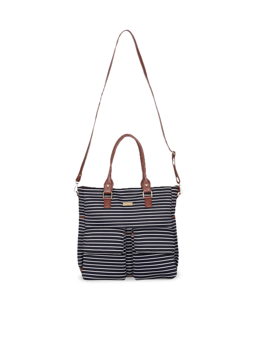 

Defiesta Striped PU Structured Shoulder Bag, Black