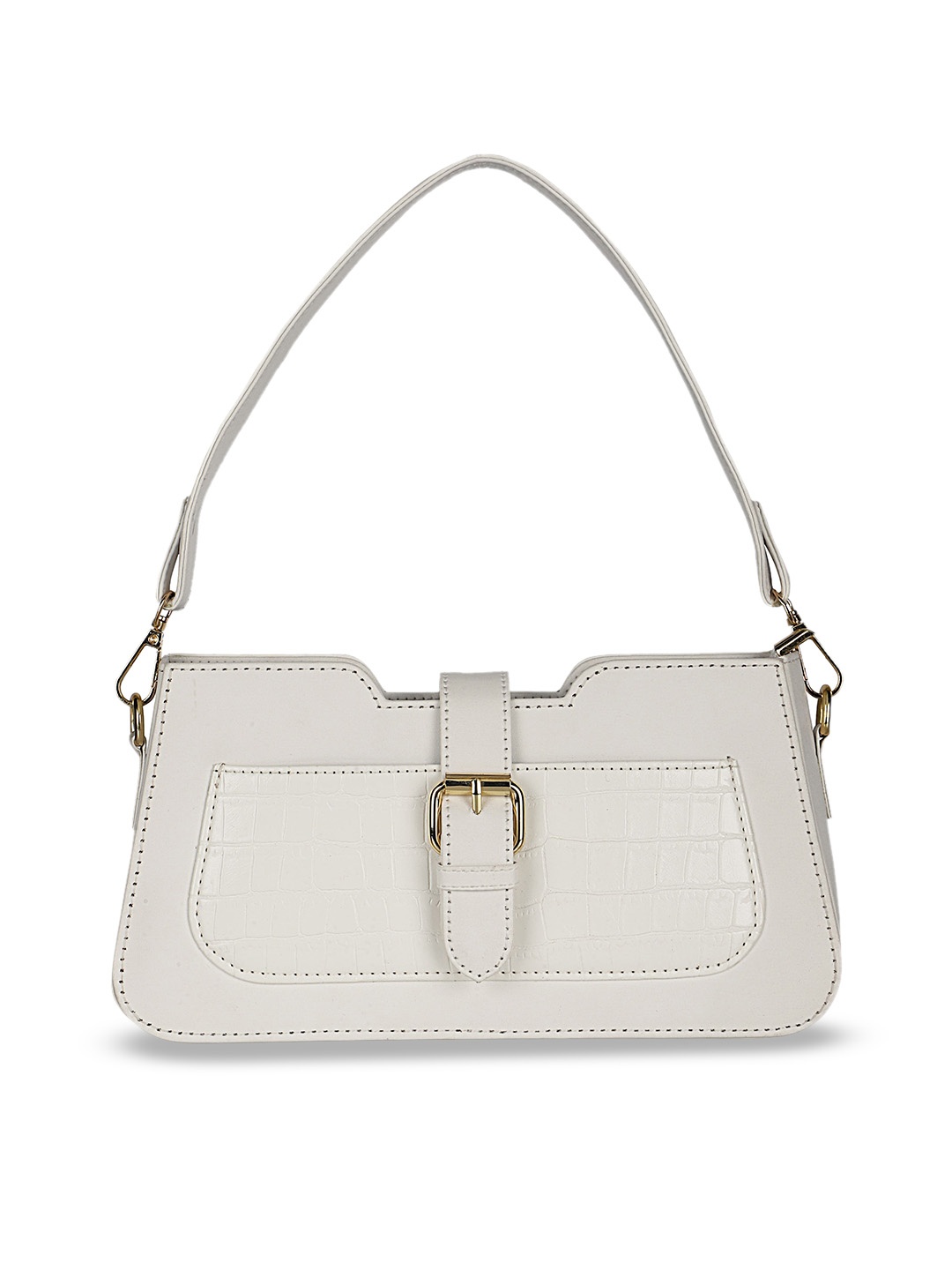 

Defiesta Textured PU Swagger Shoulder Bag, White