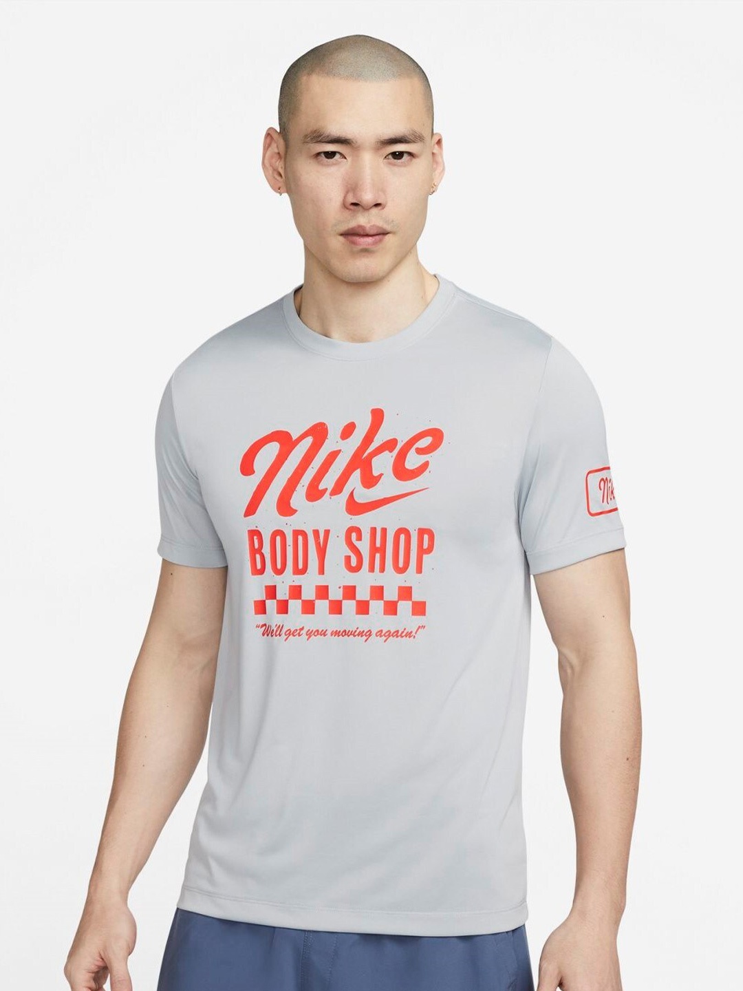 

Nike Brand Logo Printed Dri-FIT Training T-shirt, Grey